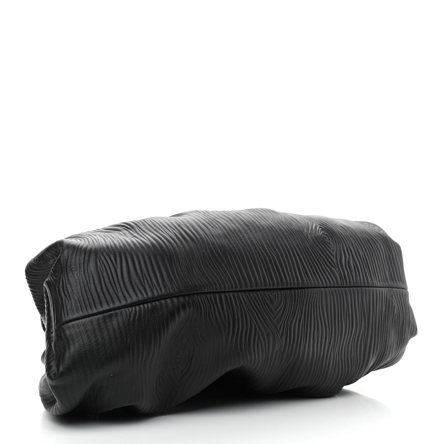 Bark Calfskin Embossed The Pouch Oversized Clutch Black