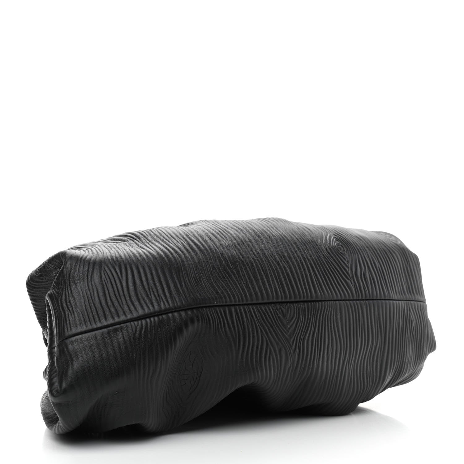 Bottega Veneta Bark Calfskin Embossed The Pouch Oversized Clutch Black 4 of 10