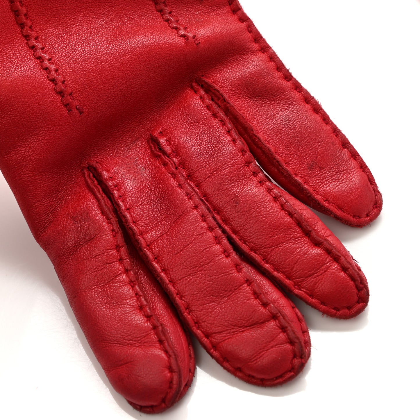 Lambskin Clous de Selle Gloves 7 Red
