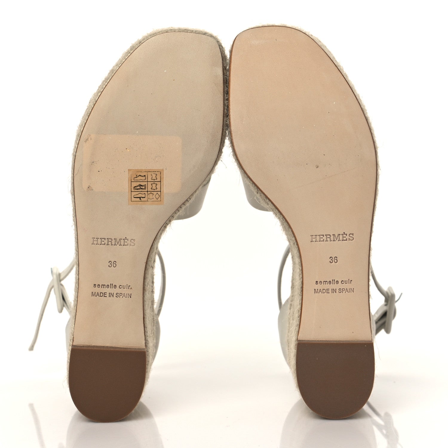 Hermes Goatskin Elda Espadrille Wedge Sandals 36 White 5 of 10
