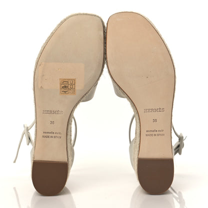Hermes Goatskin Elda Espadrille Wedge Sandals 36 White 5 of 10