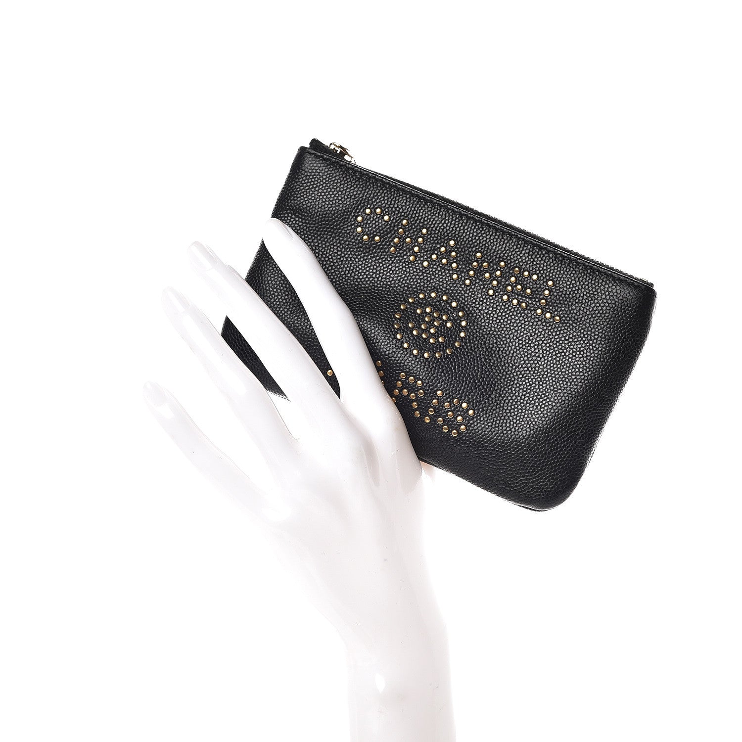 Chanel Caviar Studded Deauville Cosmetic Pouch Black 2 of 8