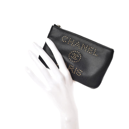 Chanel Caviar Studded Deauville Cosmetic Pouch Black 2 of 8