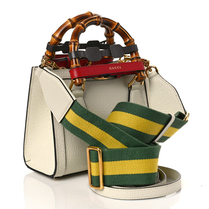 Gucci Textured Calfskin Web Mini Diana Tote Bag Mystic White 3 of 8