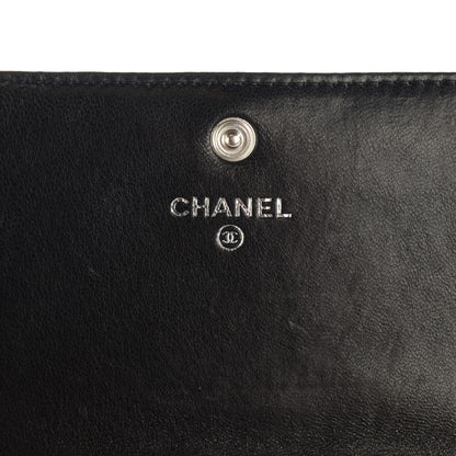 Chanel Lambskin Embossed Camellia Embossed Flap Wallet Black 5 of 8