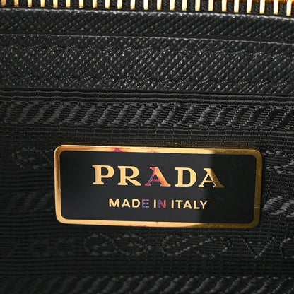 Prada Jacquard Saffiano Triangolo Symbole Embroidered Small Galleria Double Zip Tote Black Corda 6 of 10