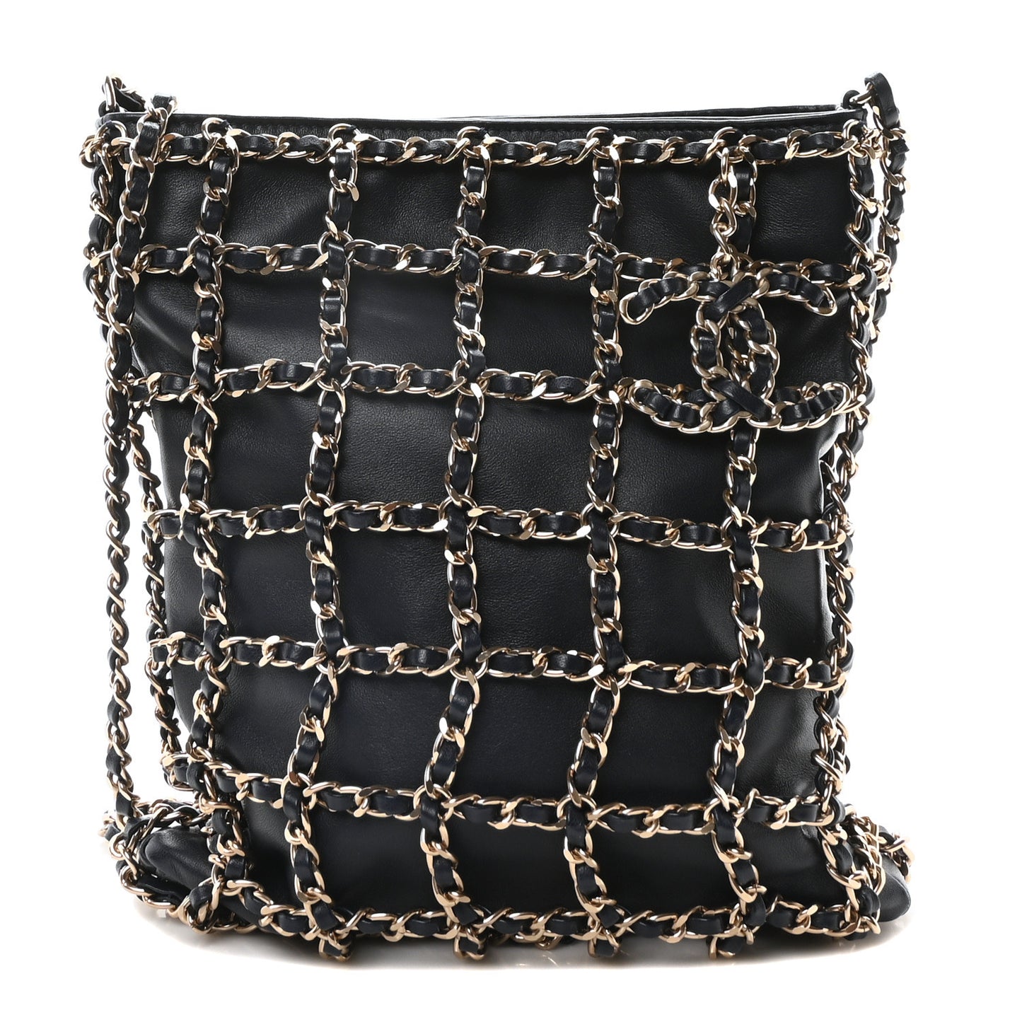 Lambskin Shopping Chain Tote Navy