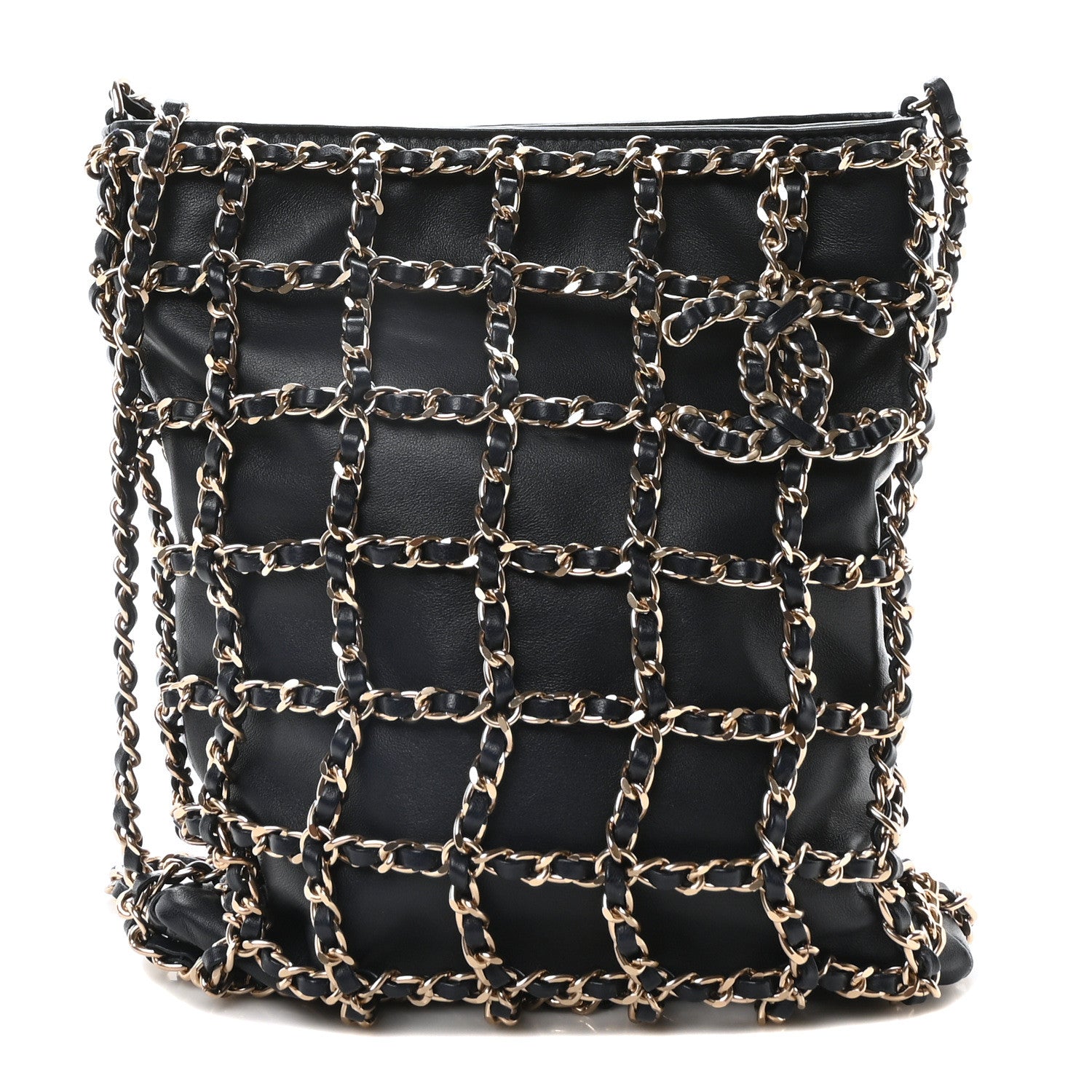 Chanel Lambskin Shopping Chain Tote Navy 1 of 10