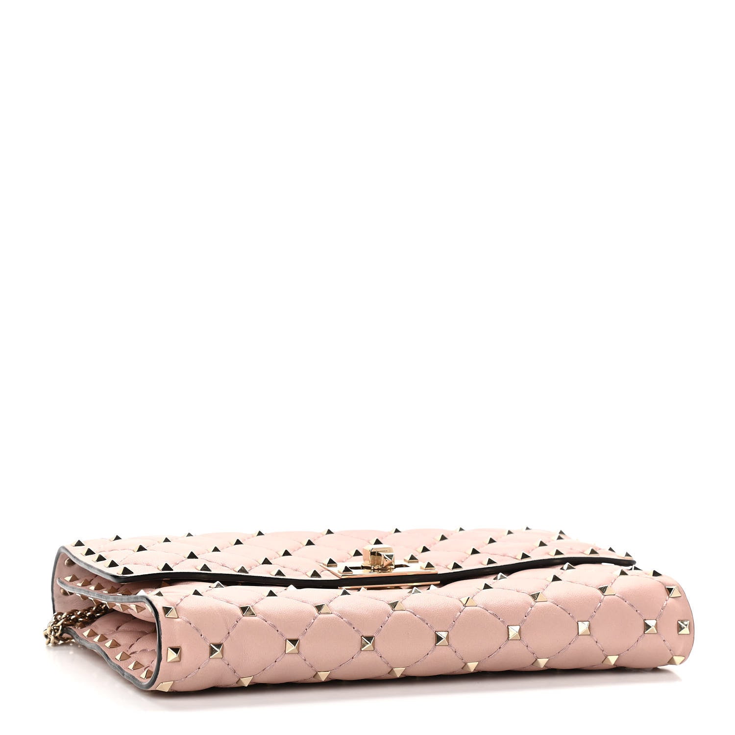 Valentino Garavani Nappa Rockstud Spike Wallet on Chain Water Rose 3 of 9