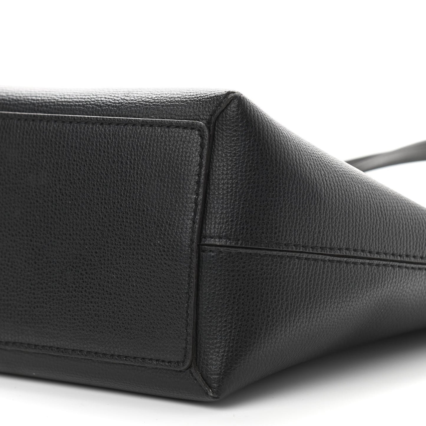 Grainy Calfskin Haymarket Check Medium Reversible Tote Black