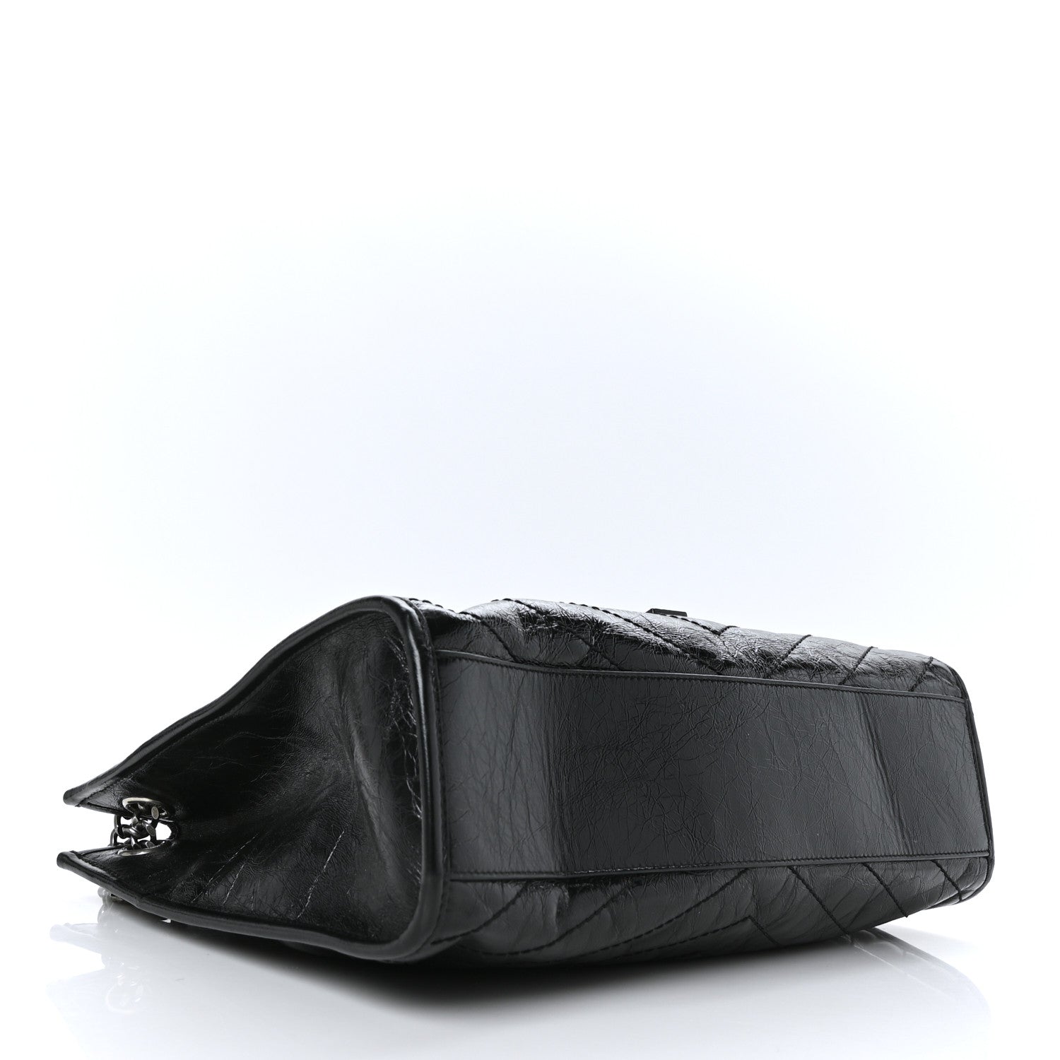 Saint Laurent Crinkled Calfskin Matelasse Monogram Medium Niki Shopper Tote Black 4 of 8