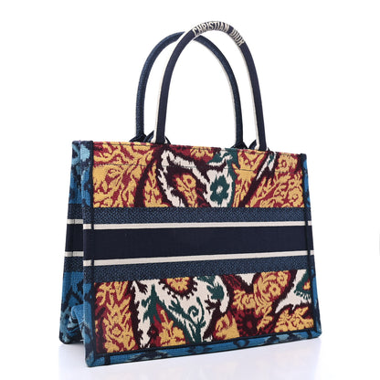 Christian Dior Canvas Embroidered Paisley Medium Book Tote Blue Multicolor 2 of 4