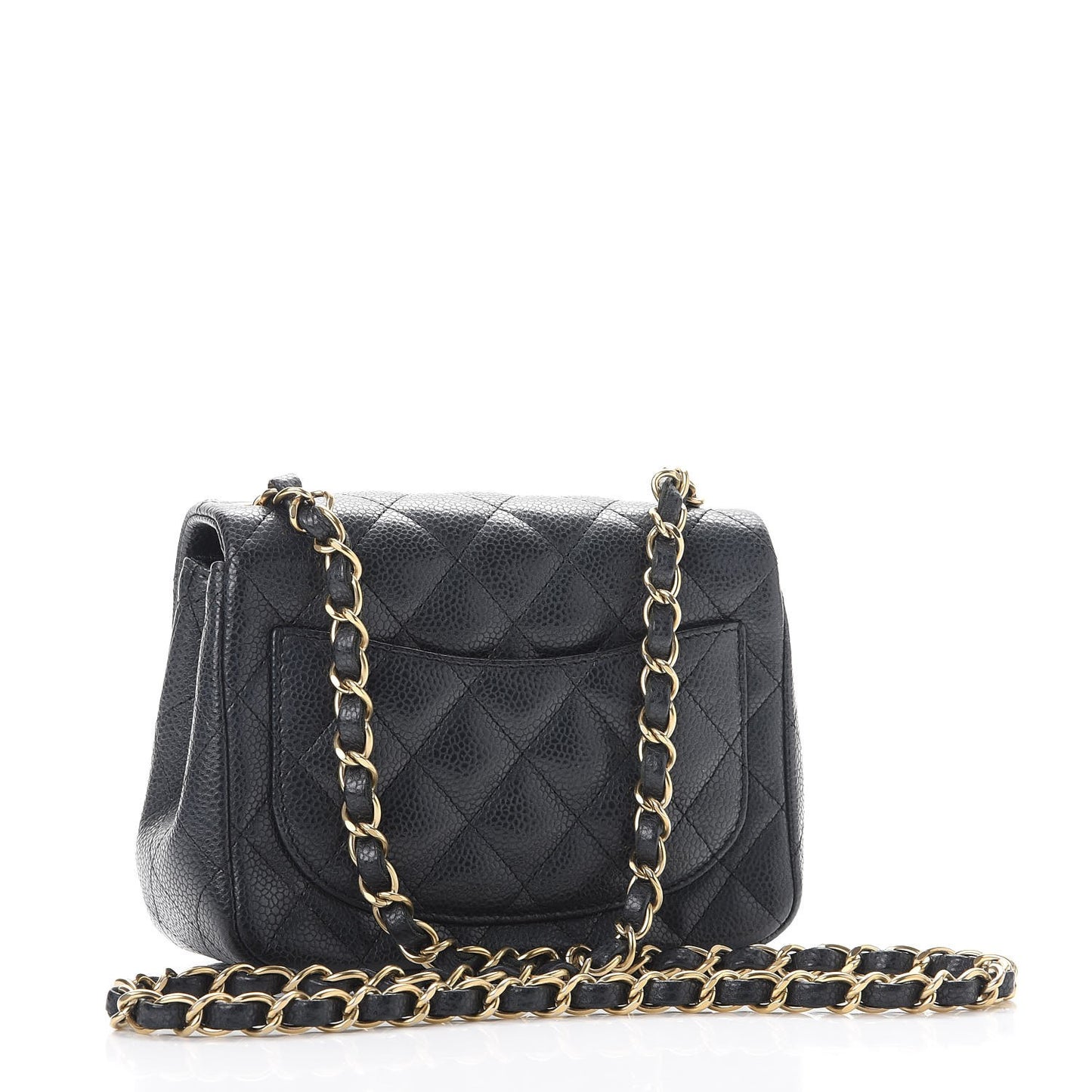 Caviar Quilted Mini Square Flap Dark Grey