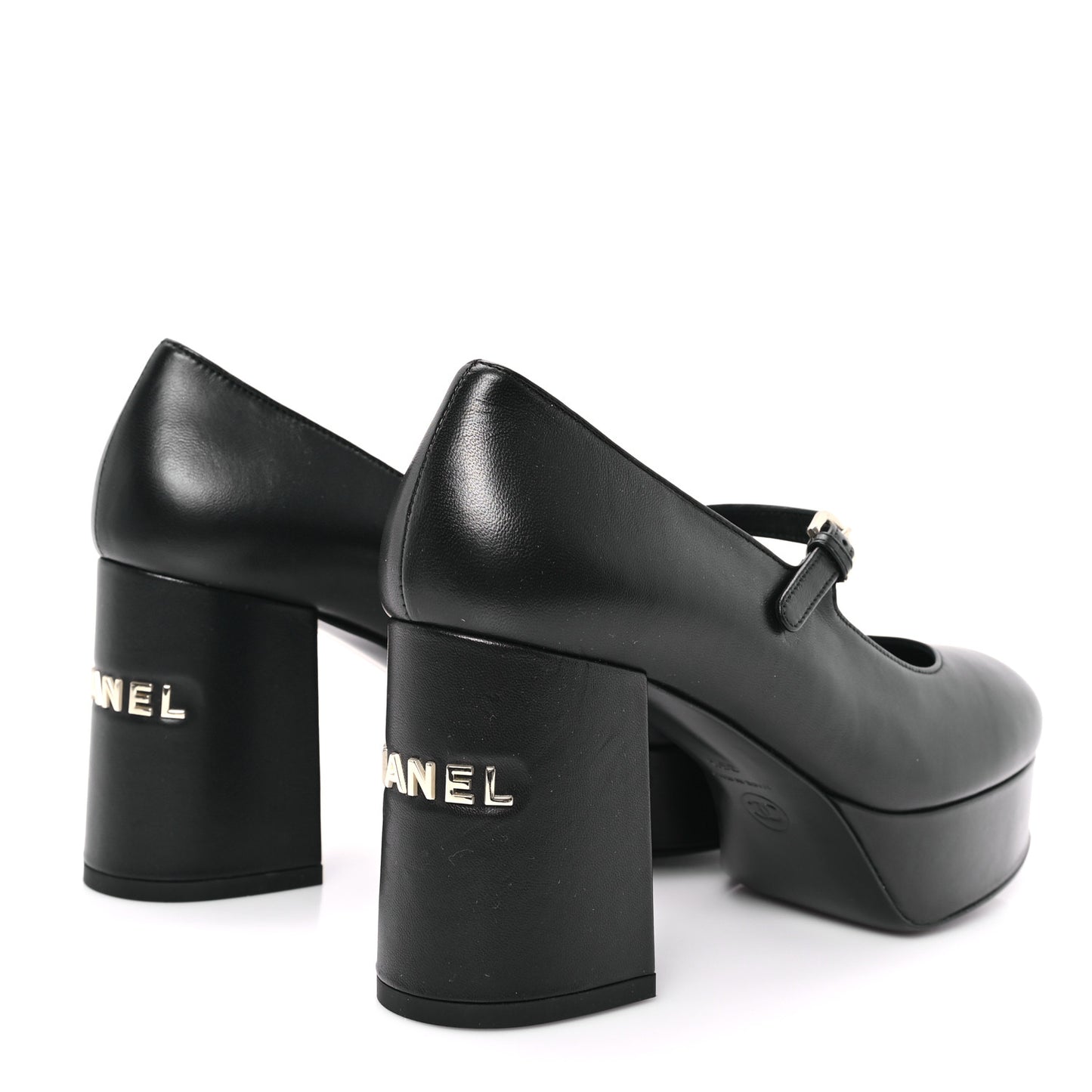 Lambskin Mary Jane Platform Pumps 36.5 Black