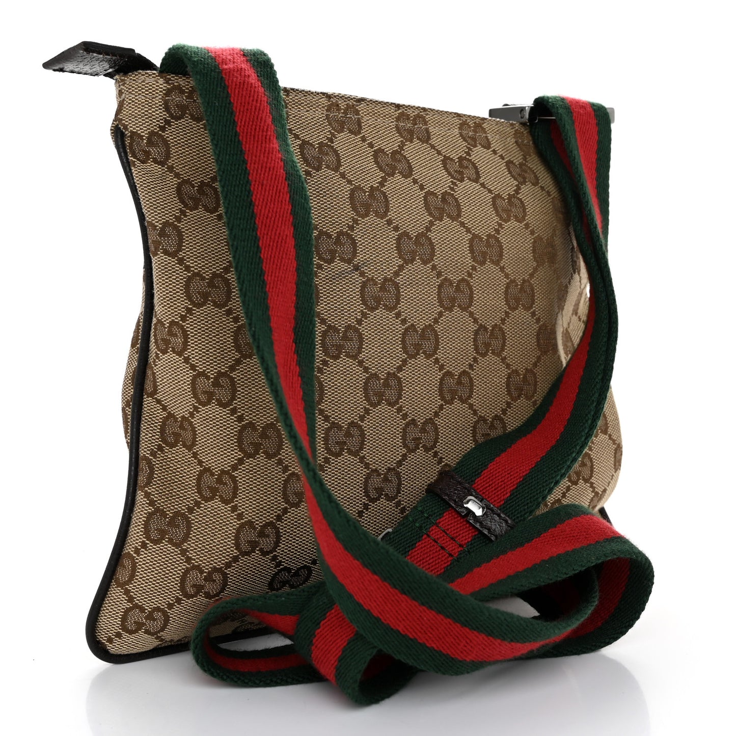 Monogram Web Small Flat Messenger Bag Brown