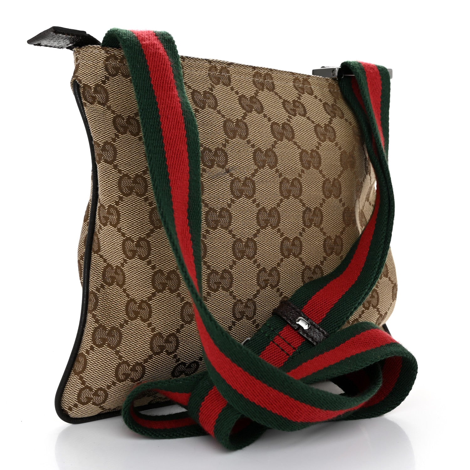 Gucci Monogram Web Small Flat Messenger Bag Brown 3 of 10