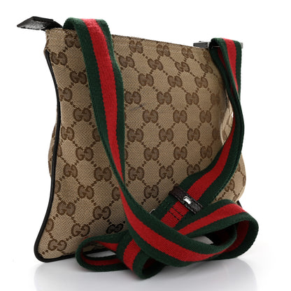 Gucci Monogram Web Small Flat Messenger Bag Brown 3 of 10