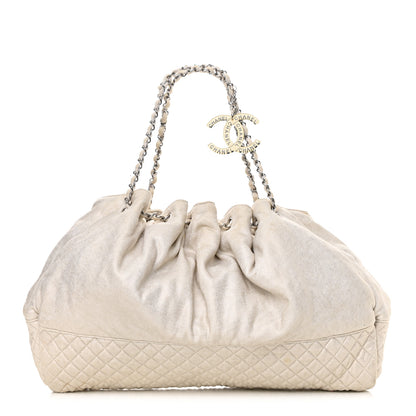 Chanel Metallic Jersey Quilted Melrose Cabas Light Beige 1 of 13