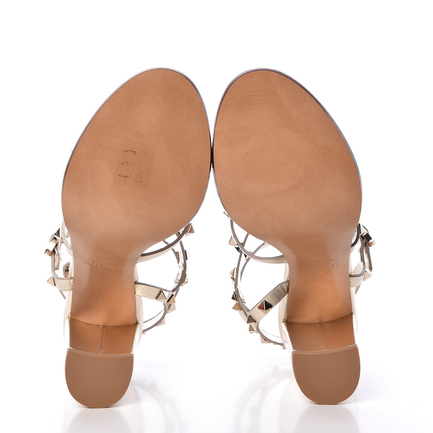 Valentino Garavani Metallic Calfskin Rockstud 90mm City Sandals 39.5 Platino 5 of 8