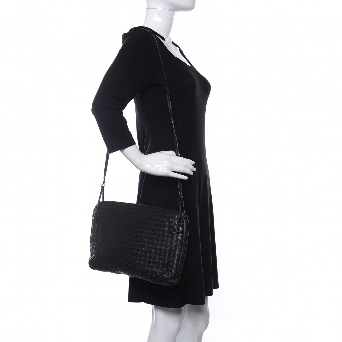 Nappa Intrecciato Nodini Crossbody Messenger Black