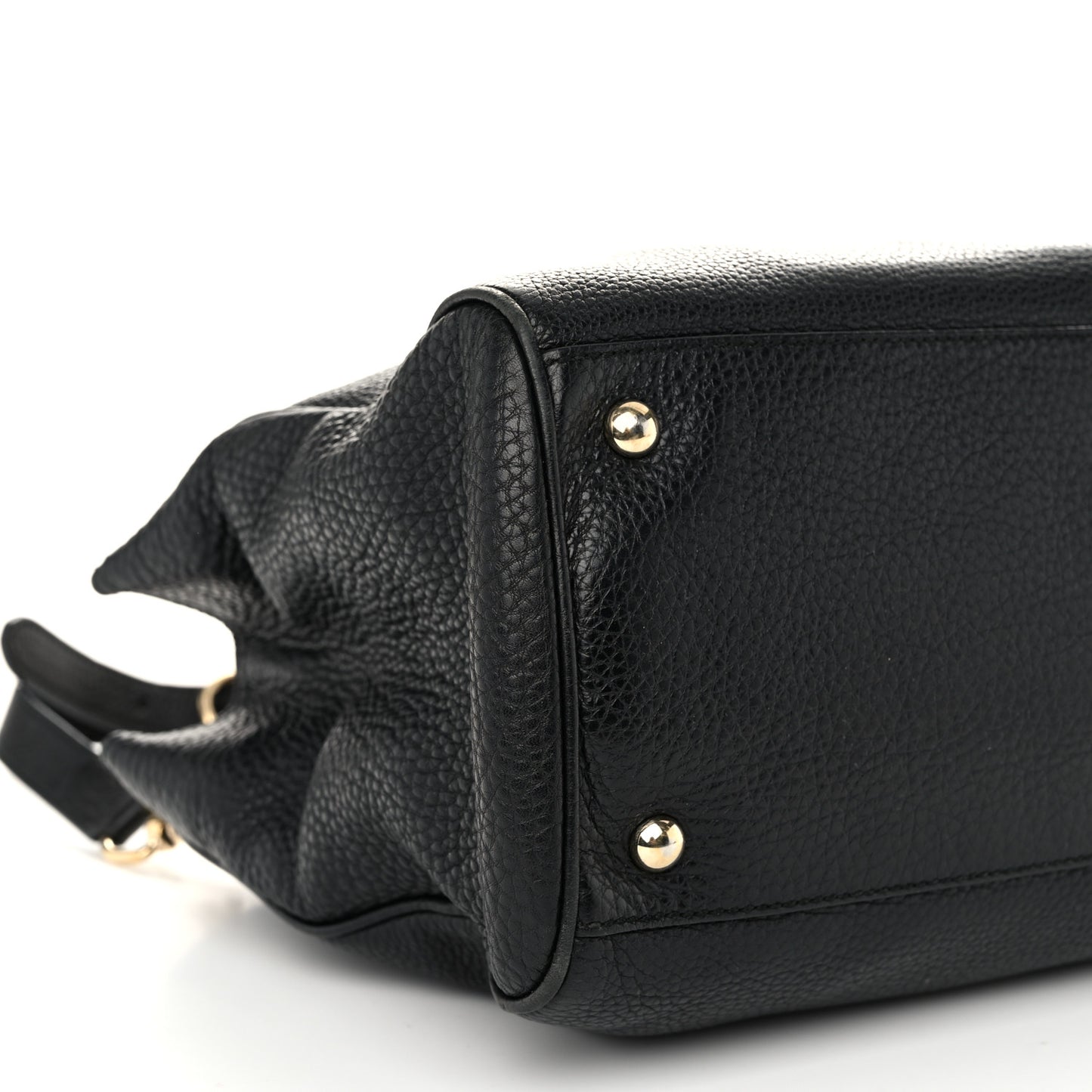 Pebbled Calfskin Medium Bamboo Shopper Tote Black