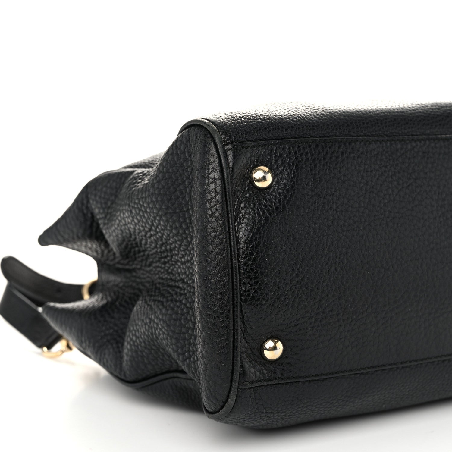 Gucci Pebbled Calfskin Medium Bamboo Shopper Tote Black 10 of 12