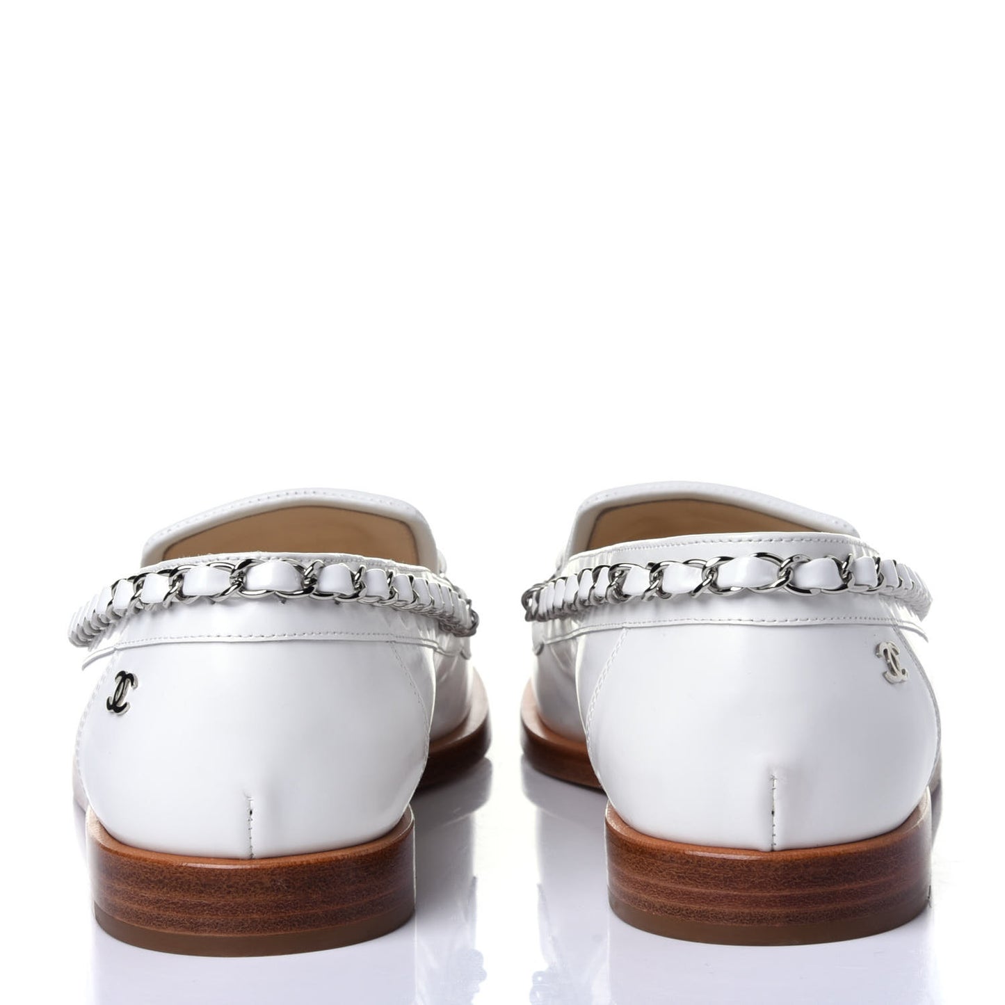 Calfskin Chain Mocassin Loafers 37.5 White