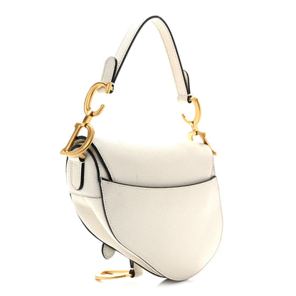 Christian Dior Grained Calfskin Mini Saddle Bag White 3 of 10