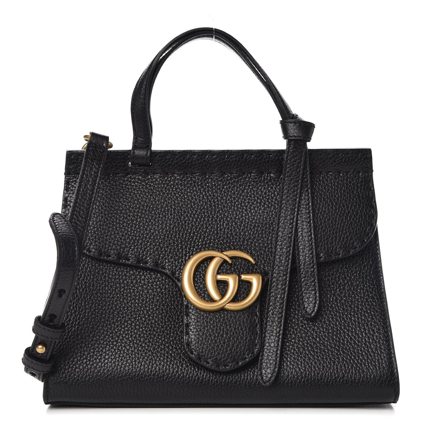 Calfskin Mini GG Marmont Top Handle Bag Black