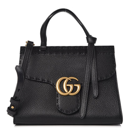 Gucci Calfskin Mini GG Marmont Top Handle Bag Black 1 of 9