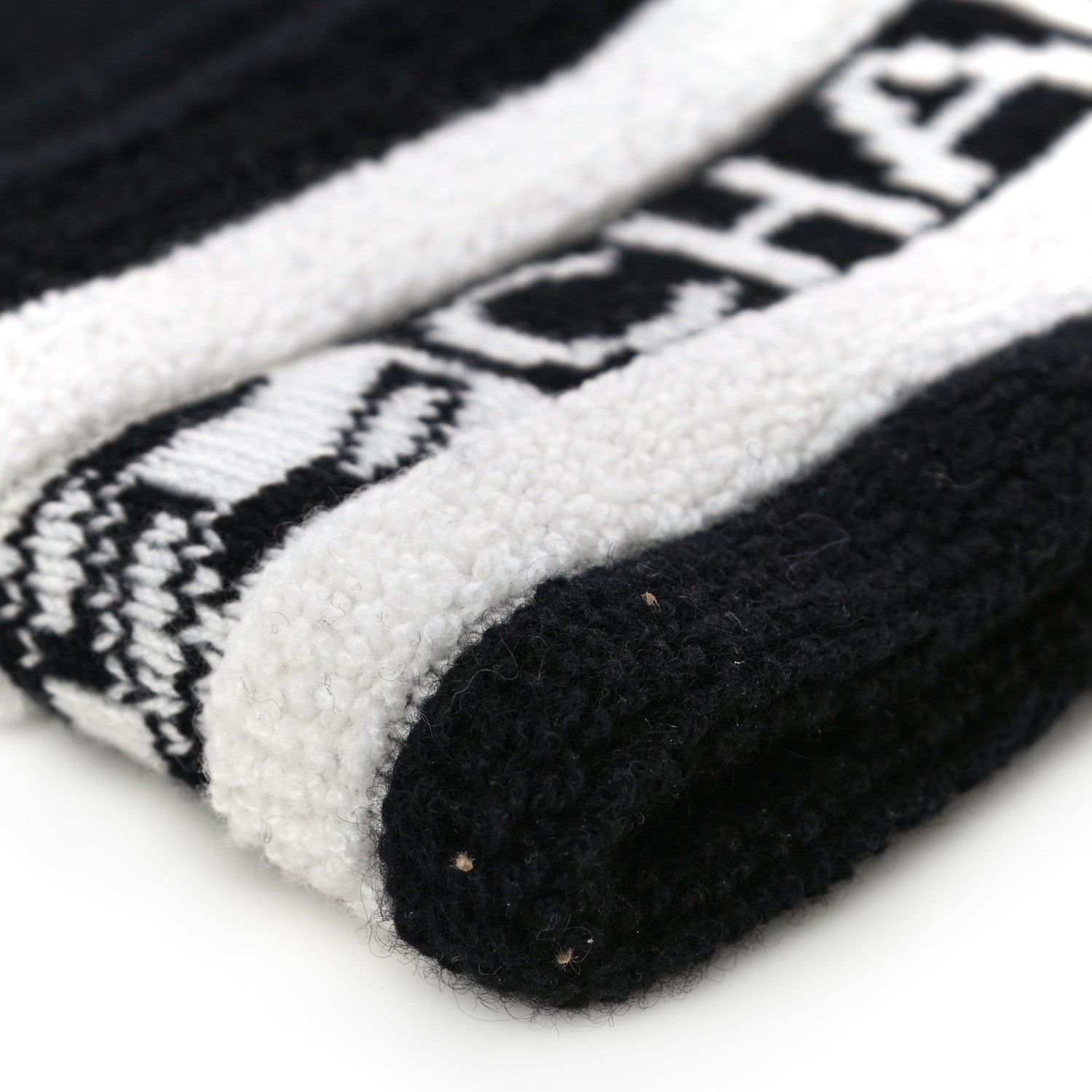 Chanel Cashmere CC Beanie Hat Ecru Black 9 of 10