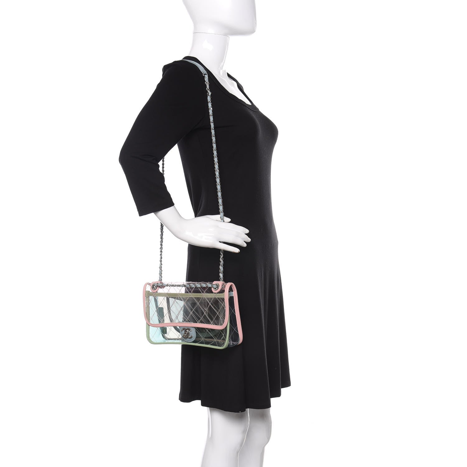 Chanel Lambskin PVC Quilted Medium Coco Splash Flap Blue Green 2 of 10