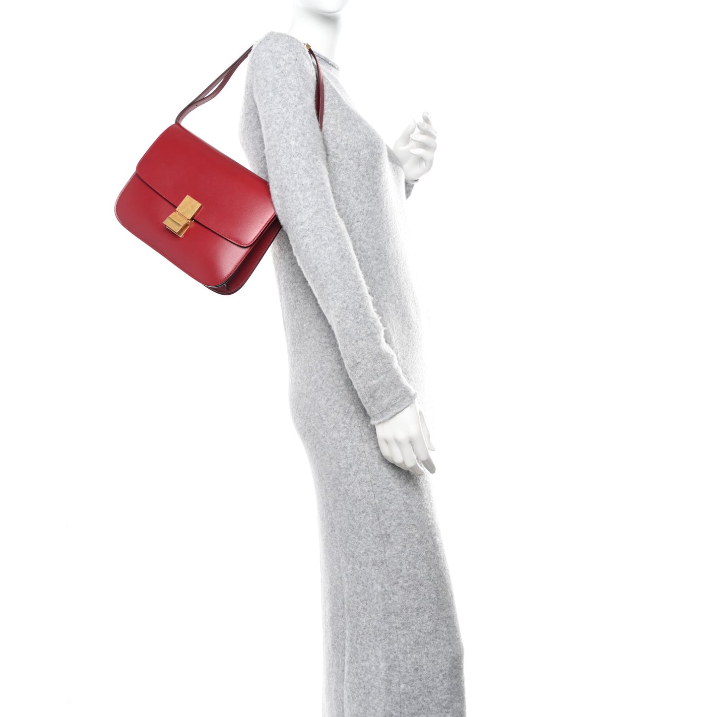 Box Calfskin Medium Classic Box Flap Bag Red