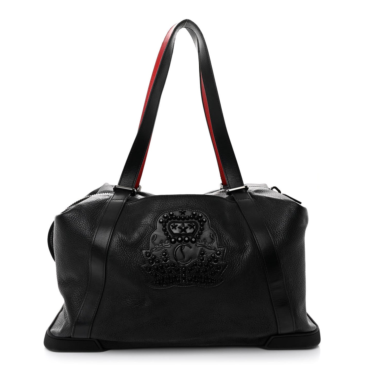 Grained Calfskin Studded Duffle Black