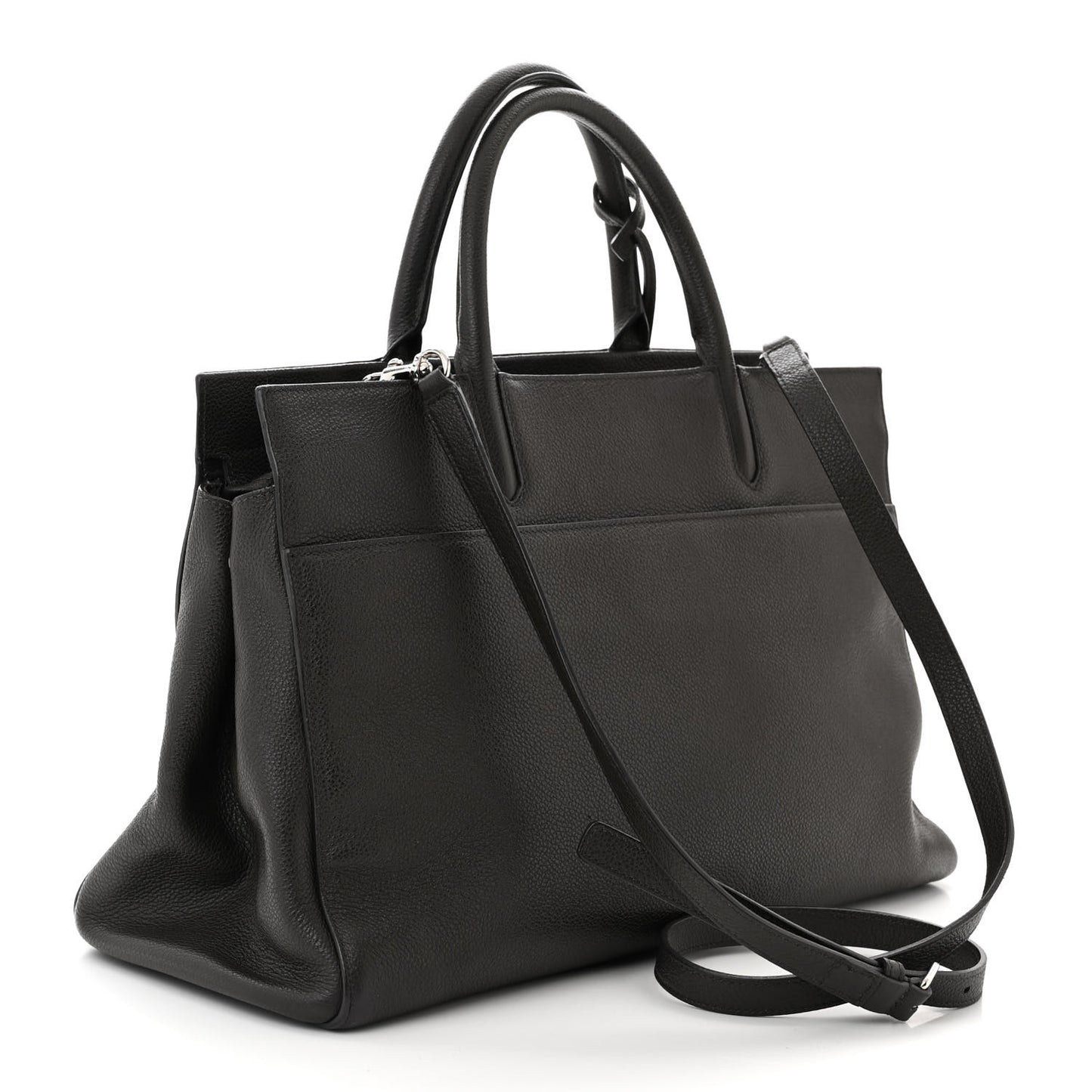 Grained Calfskin Medium Cabas Rive Gauche Coal