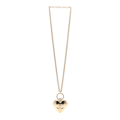 Chanel Metal CC Heart Locket Necklace Gold 3 of 6