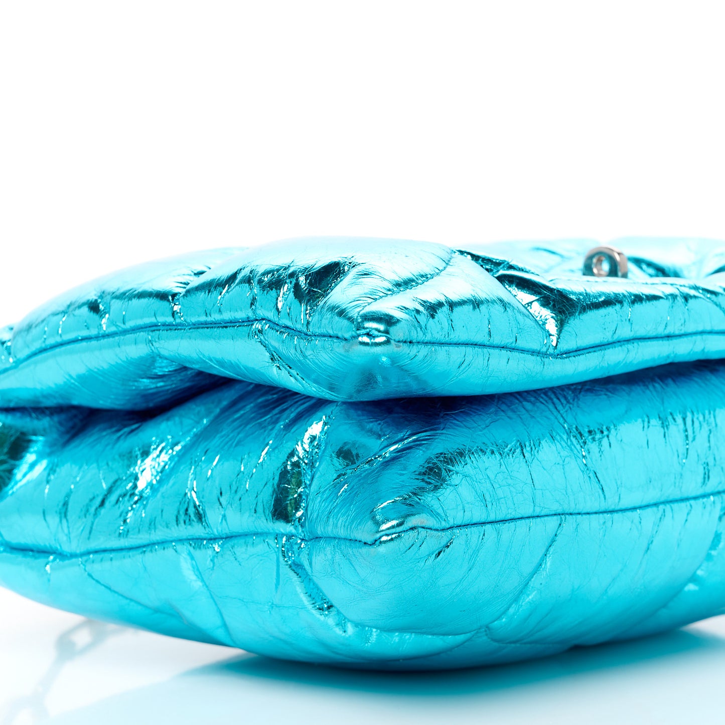 Metallic Crinkled Nappa Pillow Quilted Little Softie Bag Portobello Blue