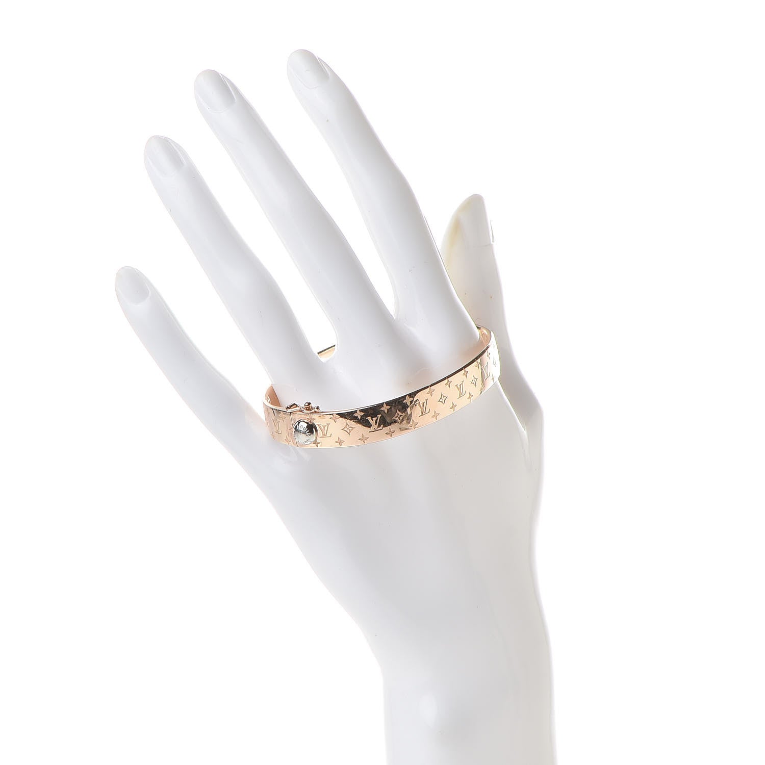 Louis Vuitton Brass Monogram Nanogram Cuff M Pink Gold 2 of 7