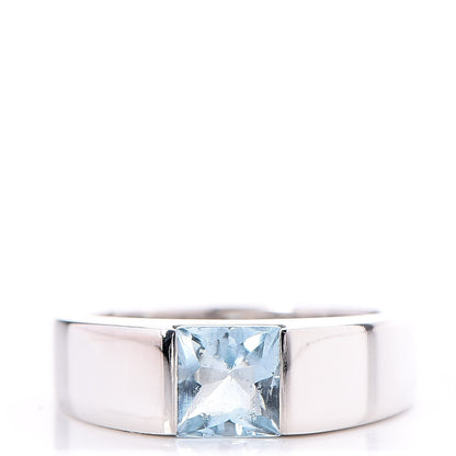 Cartier 18K White Gold Aquamarine Tank Ring 50 52.5 1 of 6