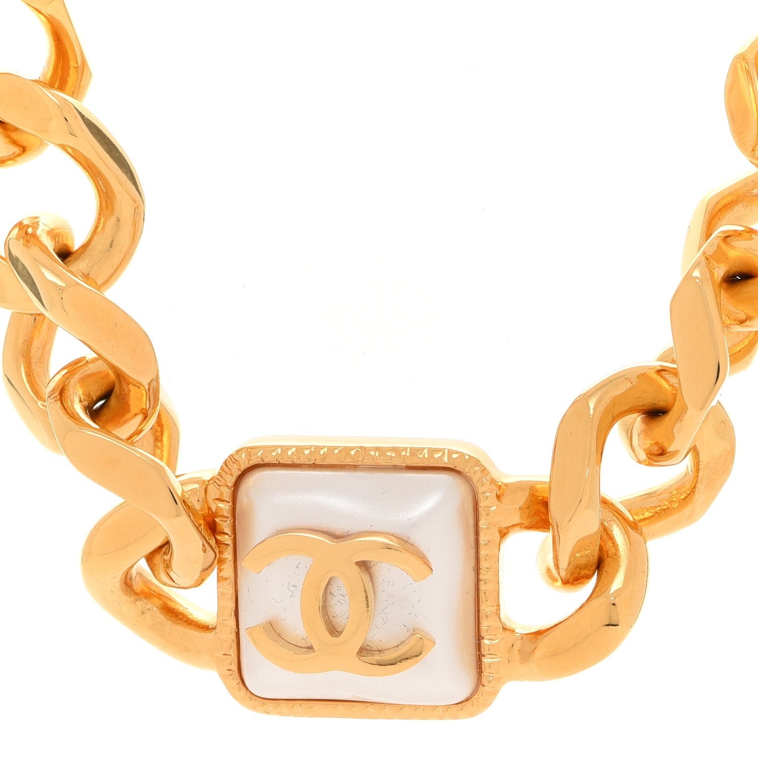 Chanel Pearl CC Chain Link Choker Necklace Gold 4 of 6