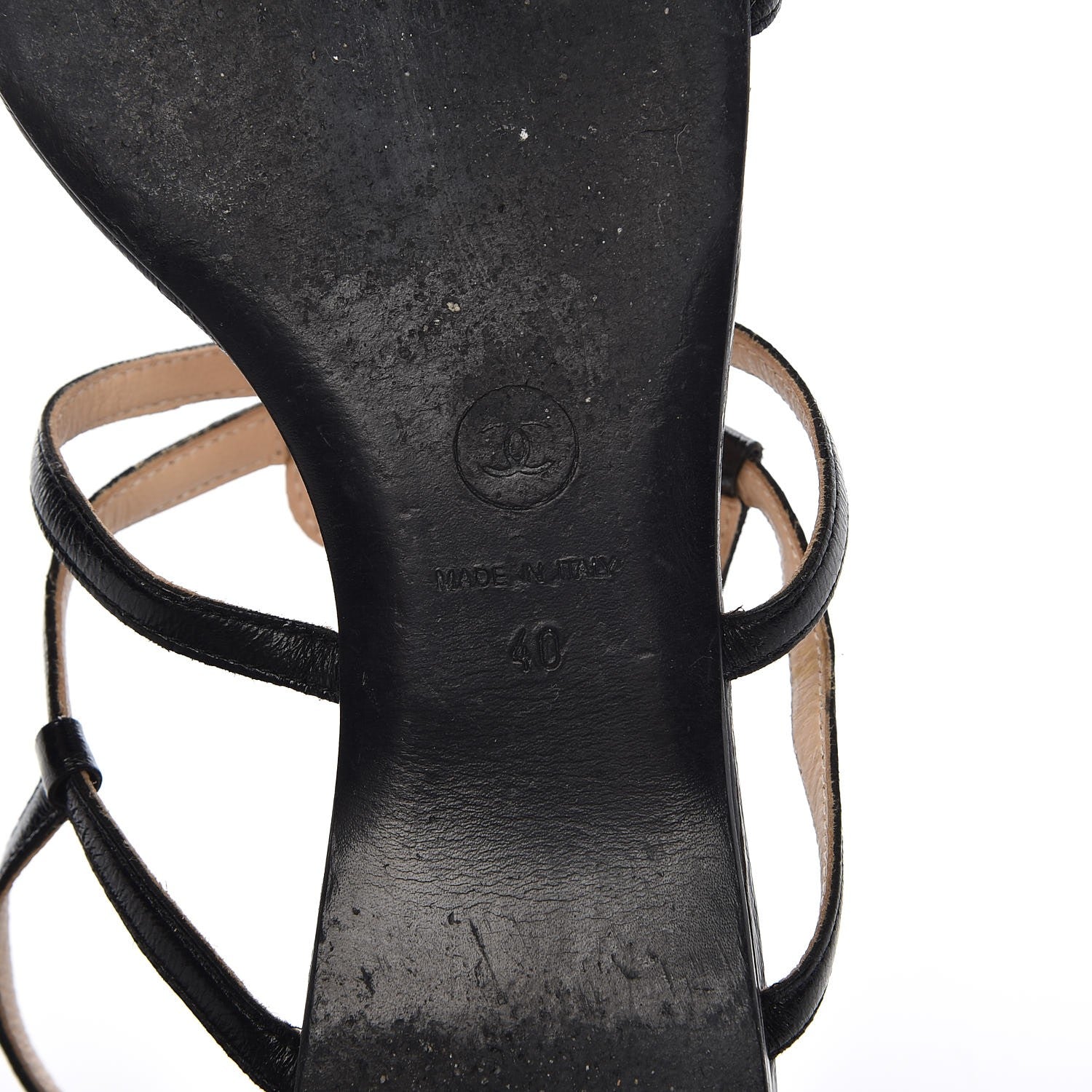 Chanel Glazed Calfskin CC Sandals 40 Black 8 of 12