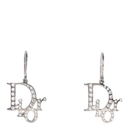 Christian Dior Crystal Logo Earrings Silver 1 of 3