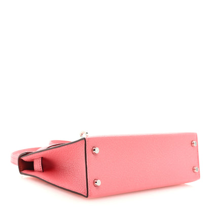 Hermes Chevre Mysore Verso Mini Kelly Sellier 20 Rose D'Ete Rouge H 4 of 9