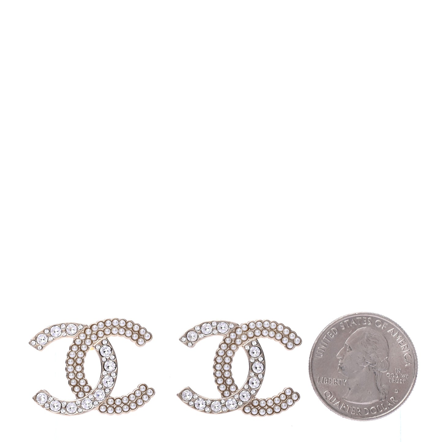 Crystal Pearl CC Large Earrings Gold