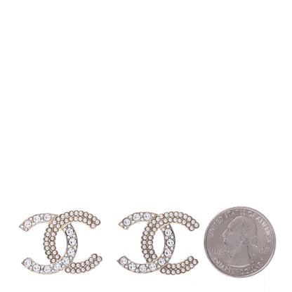 Chanel Crystal Pearl CC Large Earrings Gold 2 of 4