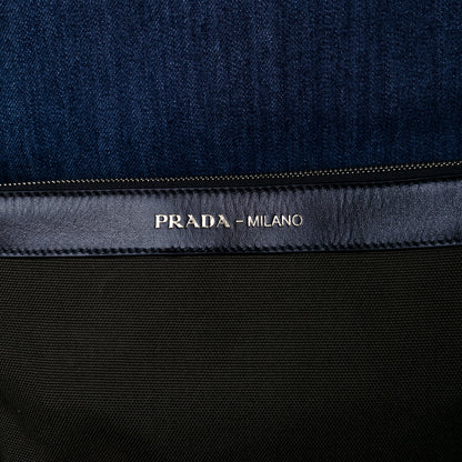 Prada Denim Calfskin Logo Shopping Tote Blue 8 of 13