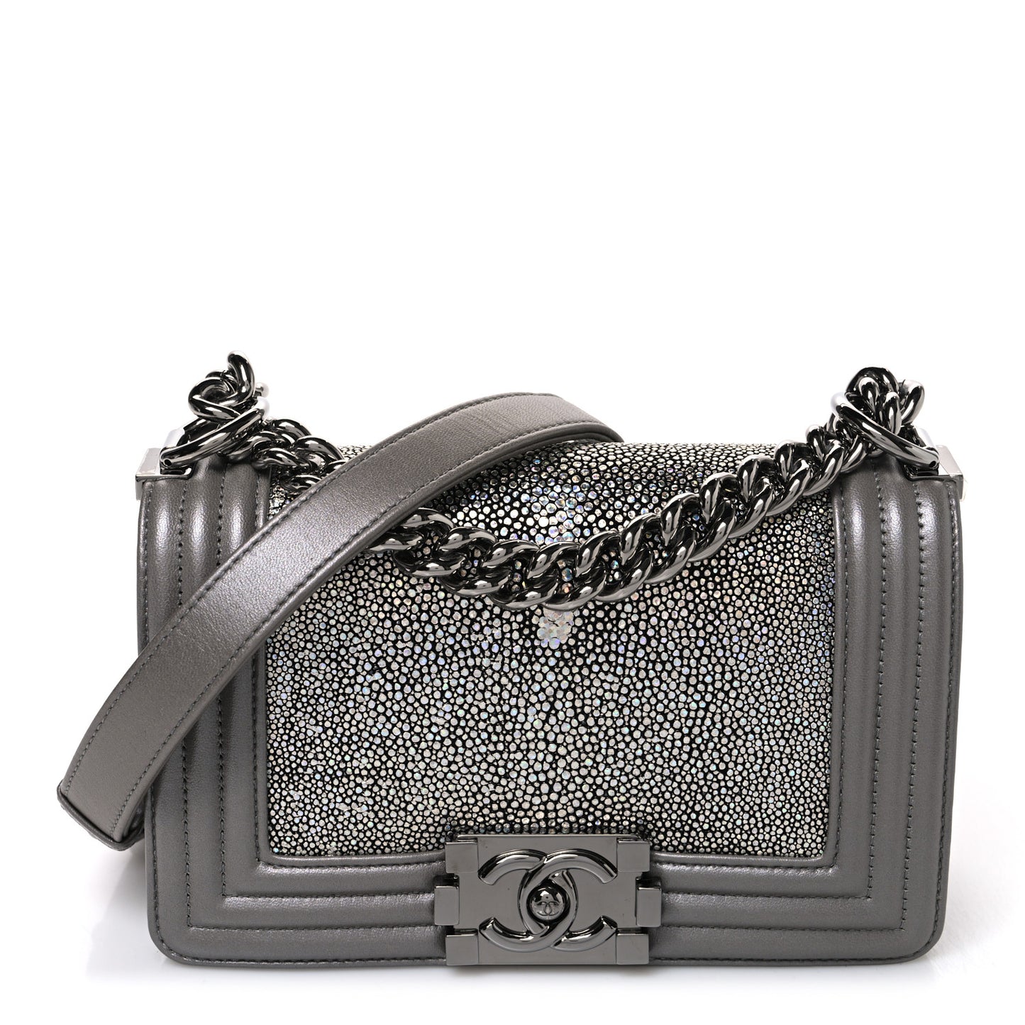Galuchat Stingray Small Boy Flap Silver