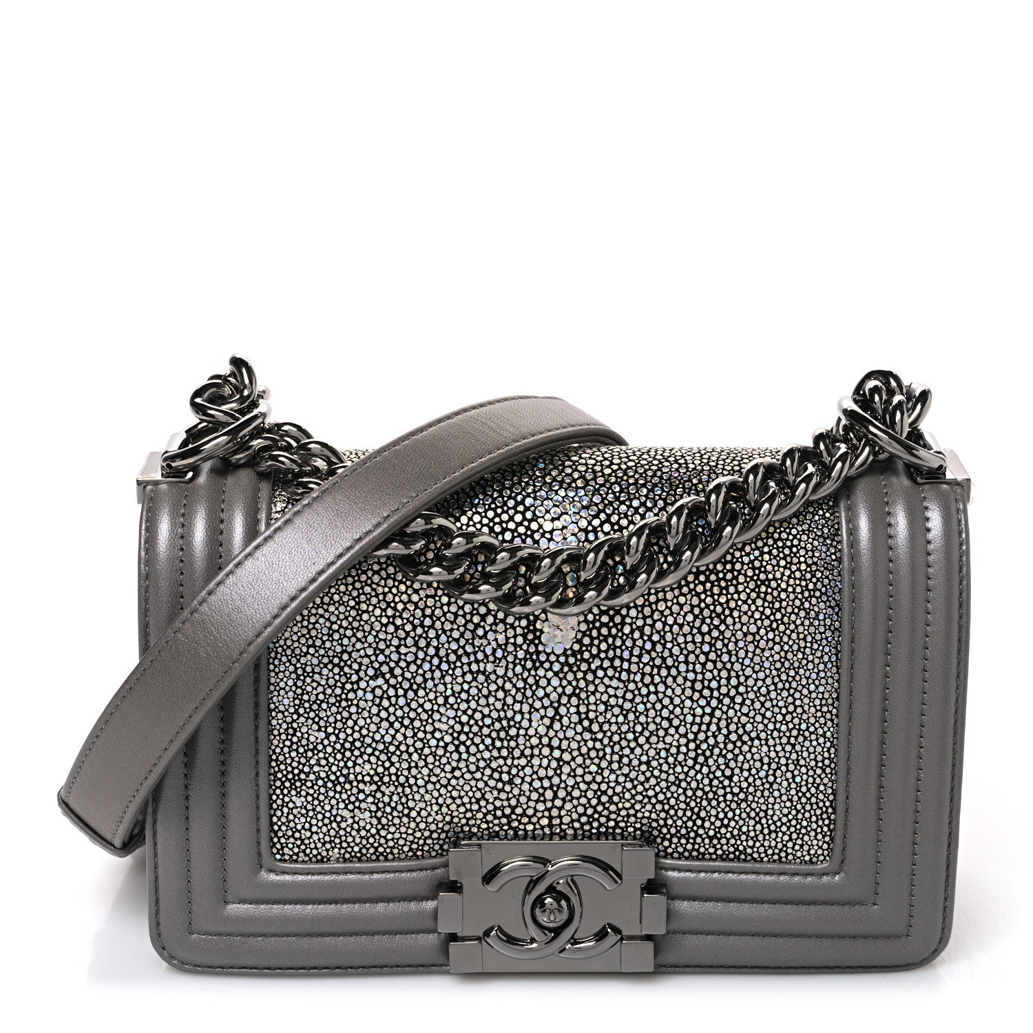 Chanel Galuchat Stingray Small Boy Flap Silver 1 of 10