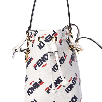 Fendi X FILA Calfskin F is Fendi Mania Fringe Mini Mon Tresor Bucket Bag White 11 of 11