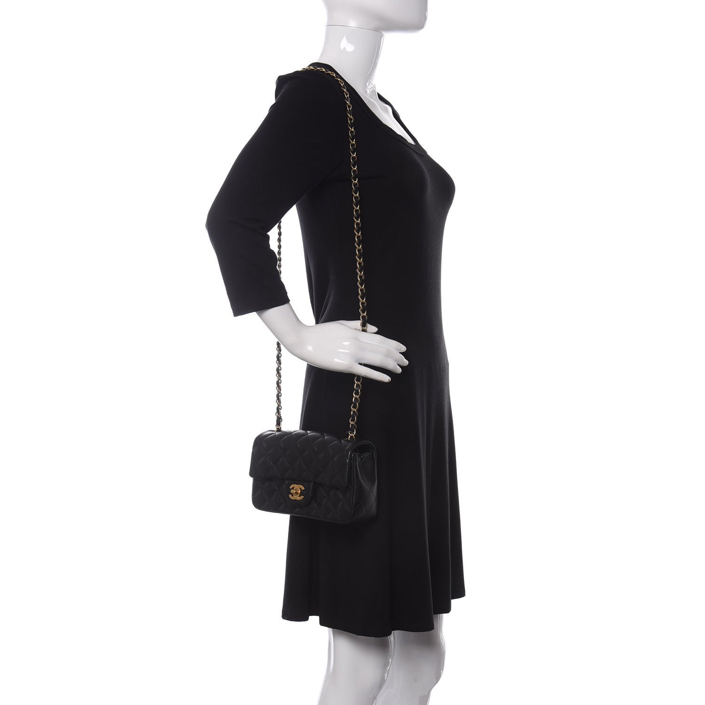 Caviar Quilted Mini Rectangular Flap Black